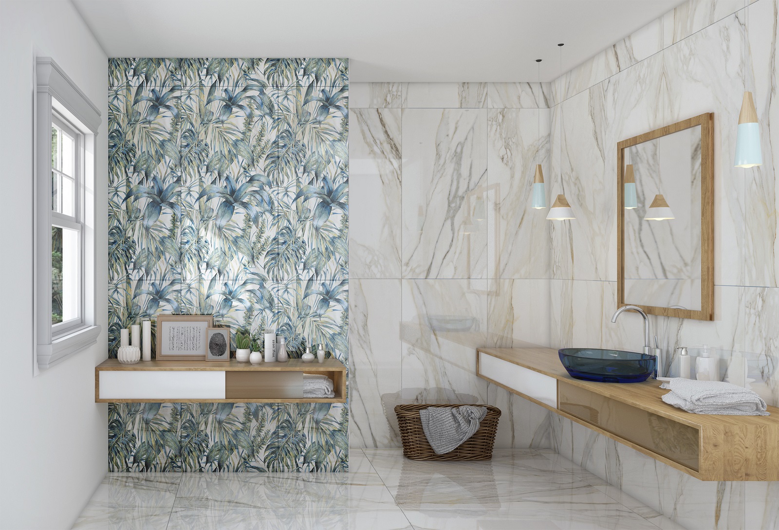 Gresie Porțelanată Rectificată Lucioasă Interior, Exterior 60x120 R ETHERNITY - Decor Tropical - KAI Ceramics